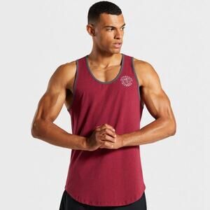 Gymshark Legacy Luxe Tank Mens Size Large Workout Training Retro Style Red Grey
